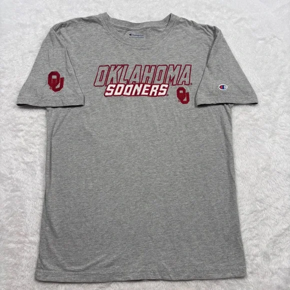 VTG OU Oklahoma Sooners T-Shirt Men L (FIT S/M) Gray Red Embroider NCAA Alumni - Picture 2 of 11